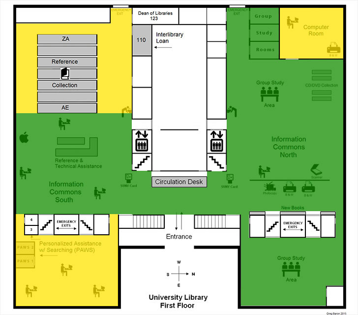 Map of ZONES University Libraries First Floor