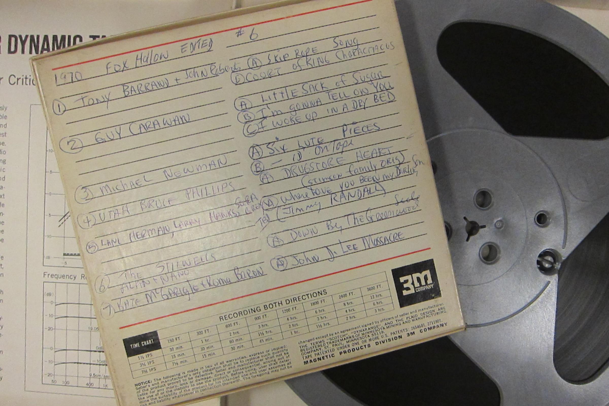 Track listing and reel-to-reel tape
