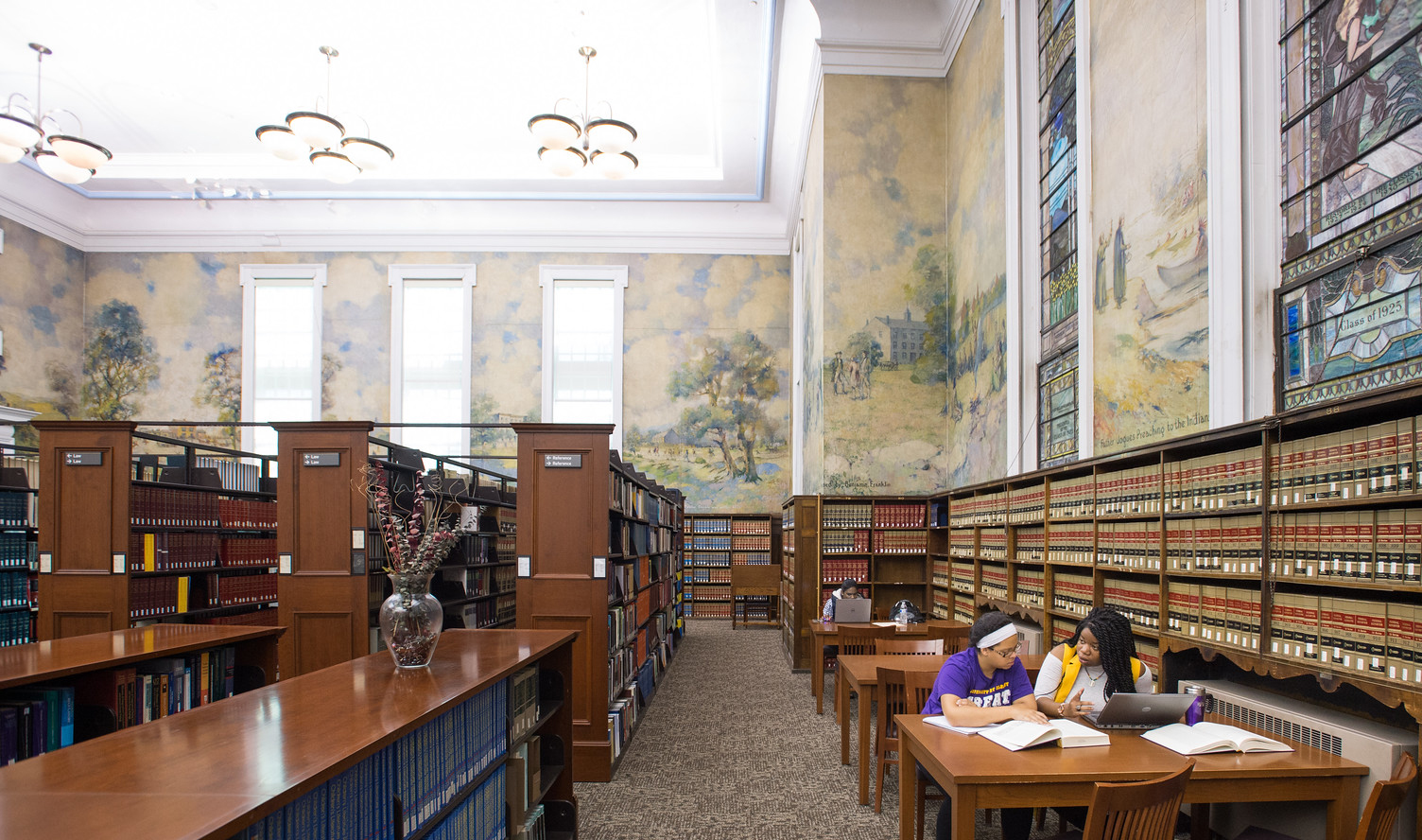 Students studying at Dewey LIbrary