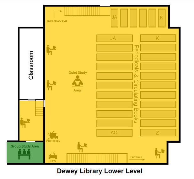 ZONE MAP - Dewey Graduate Library - Lower Level