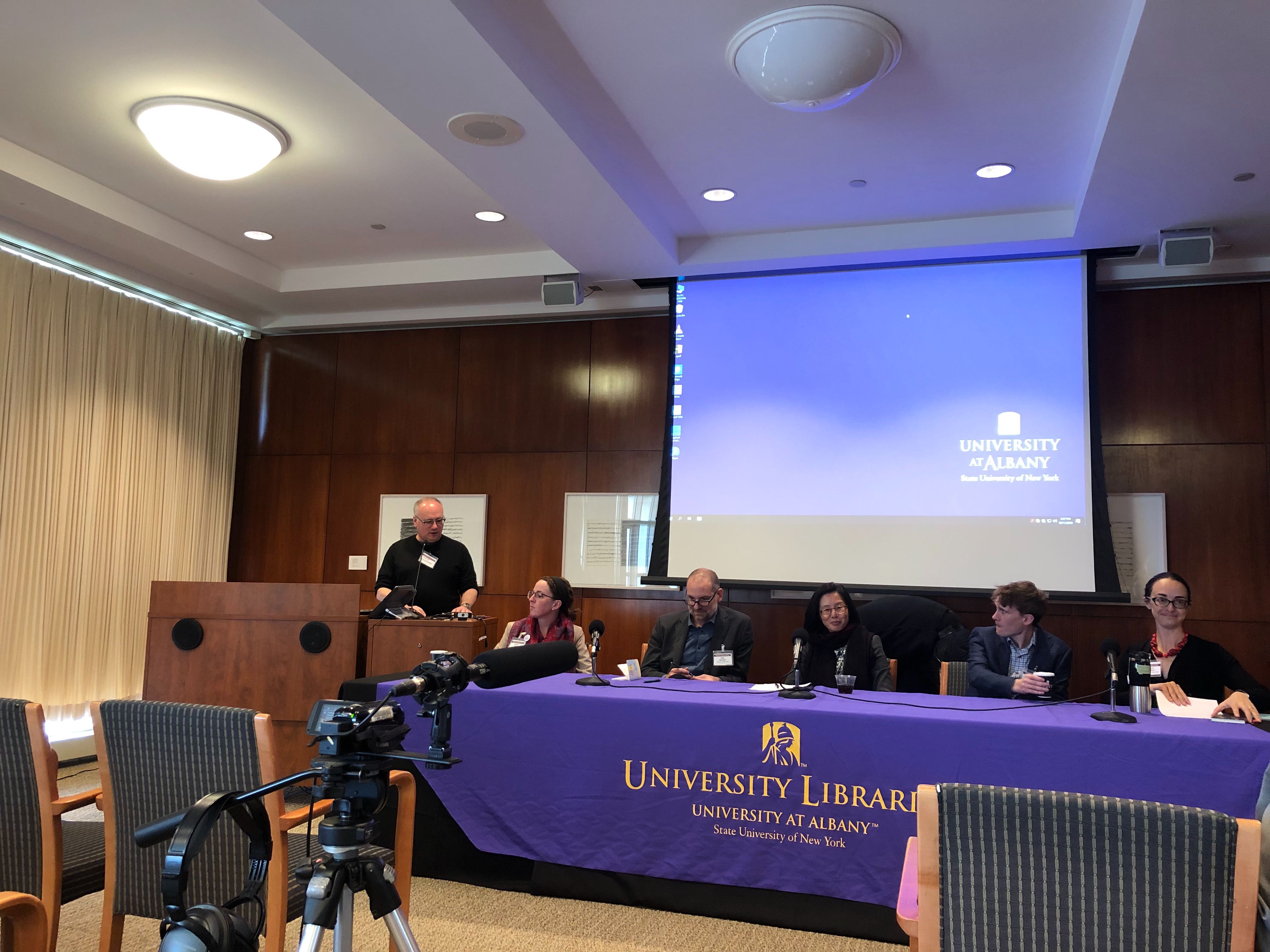 Professor Dave Hochfelder moderates a panel discussion 