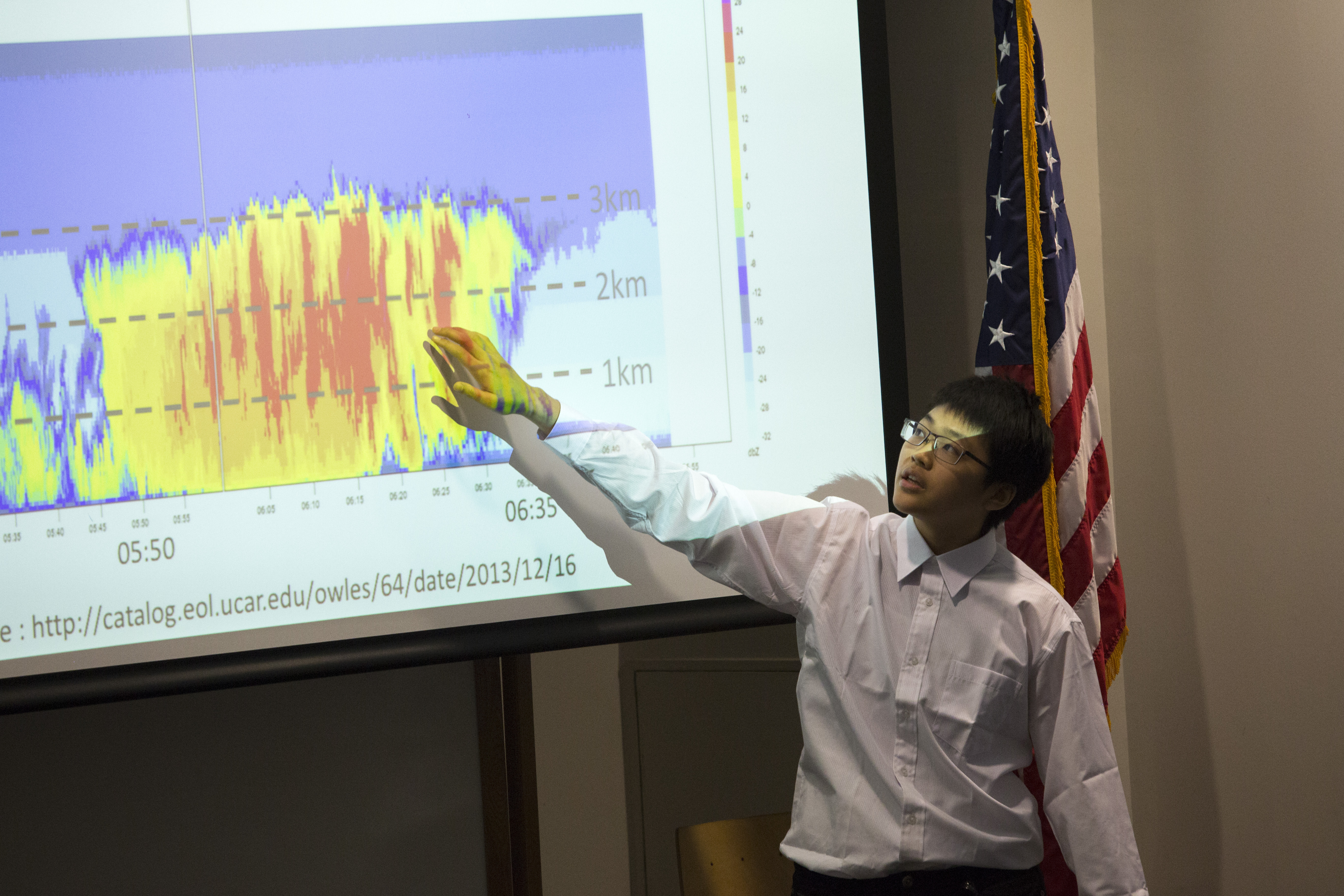 student presenting graph