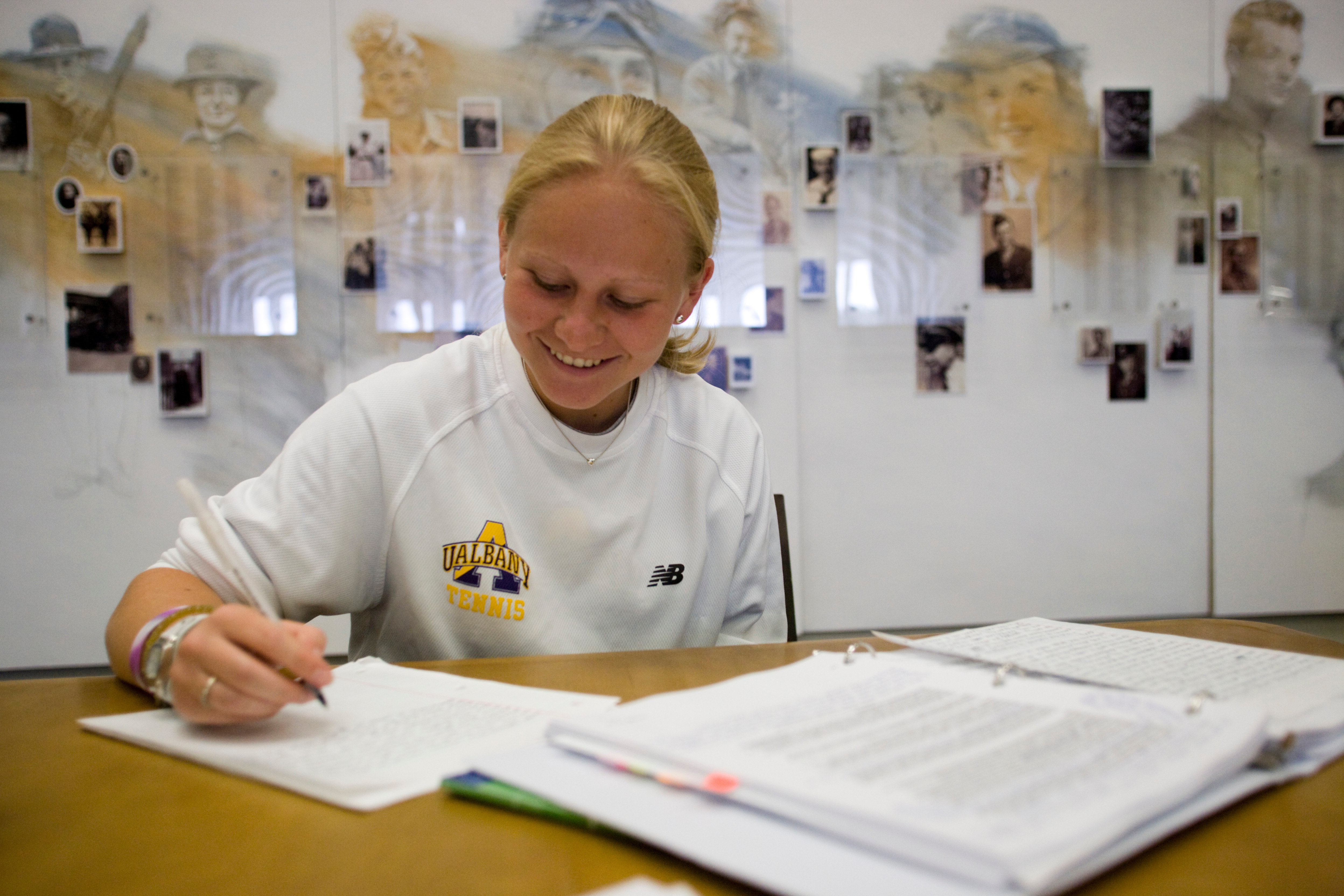 studying in library