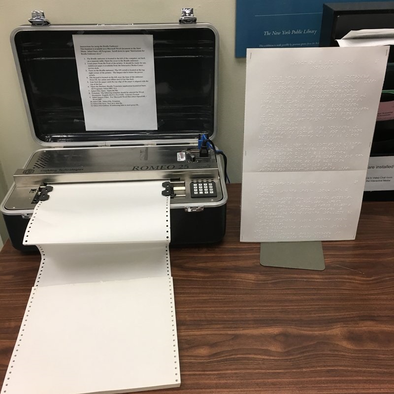 A braille reader on display at the University Library
