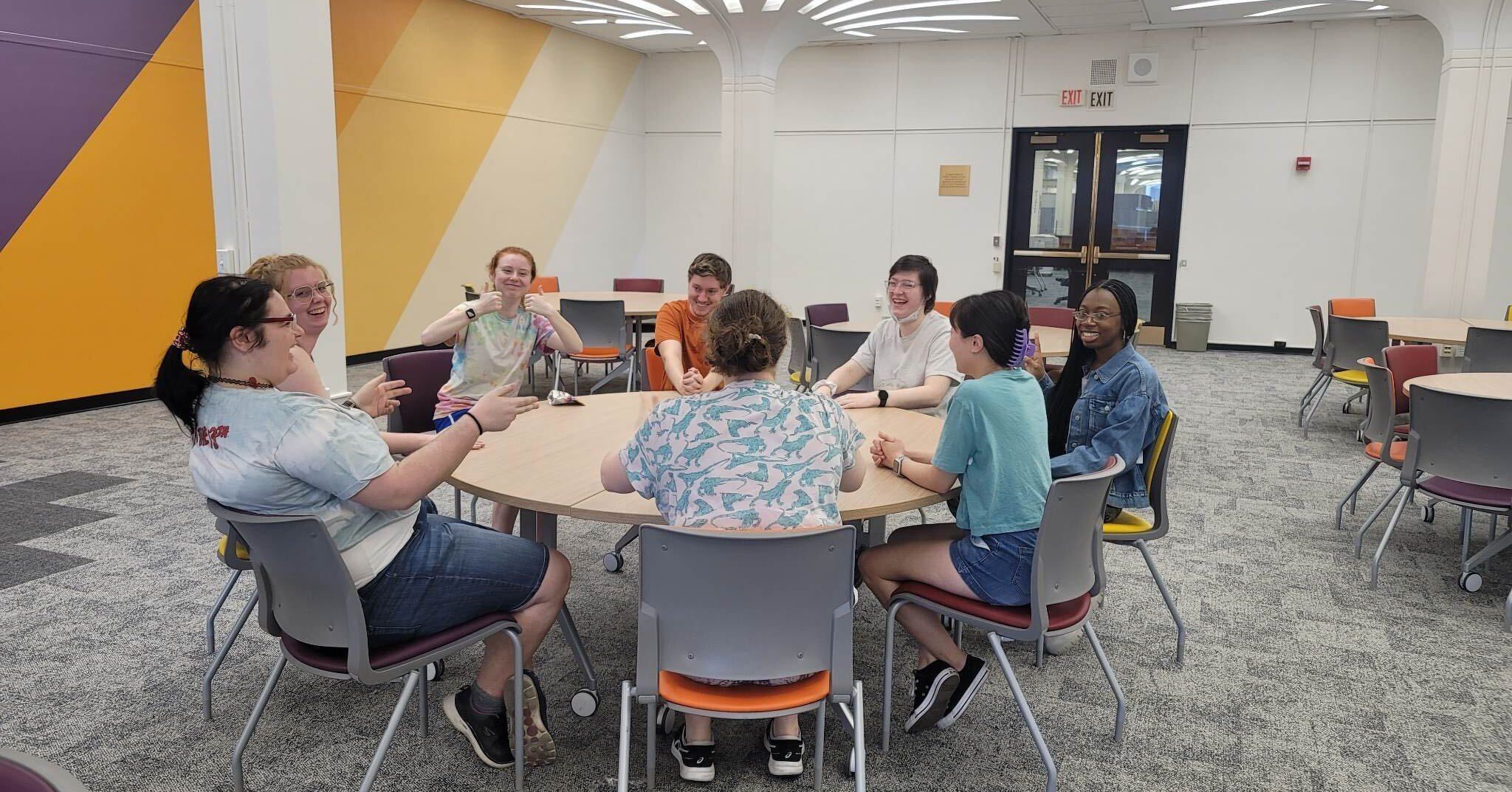 Library Ambassadors using the new multipurpose room