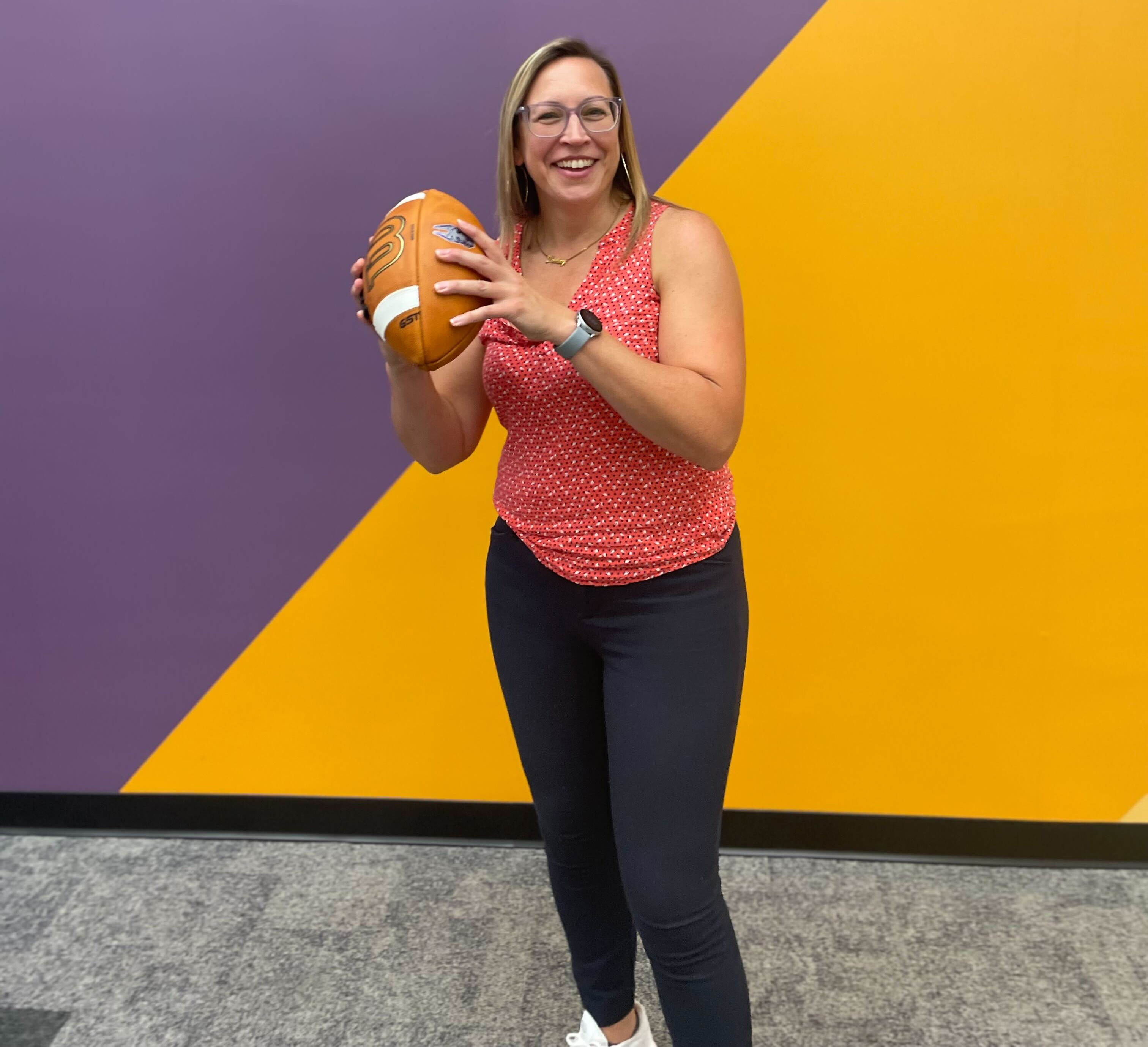 Lindsay Van Berkom with a football