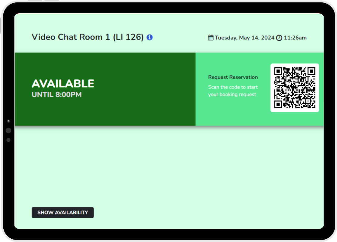 Room Booking Tablet for video chat room