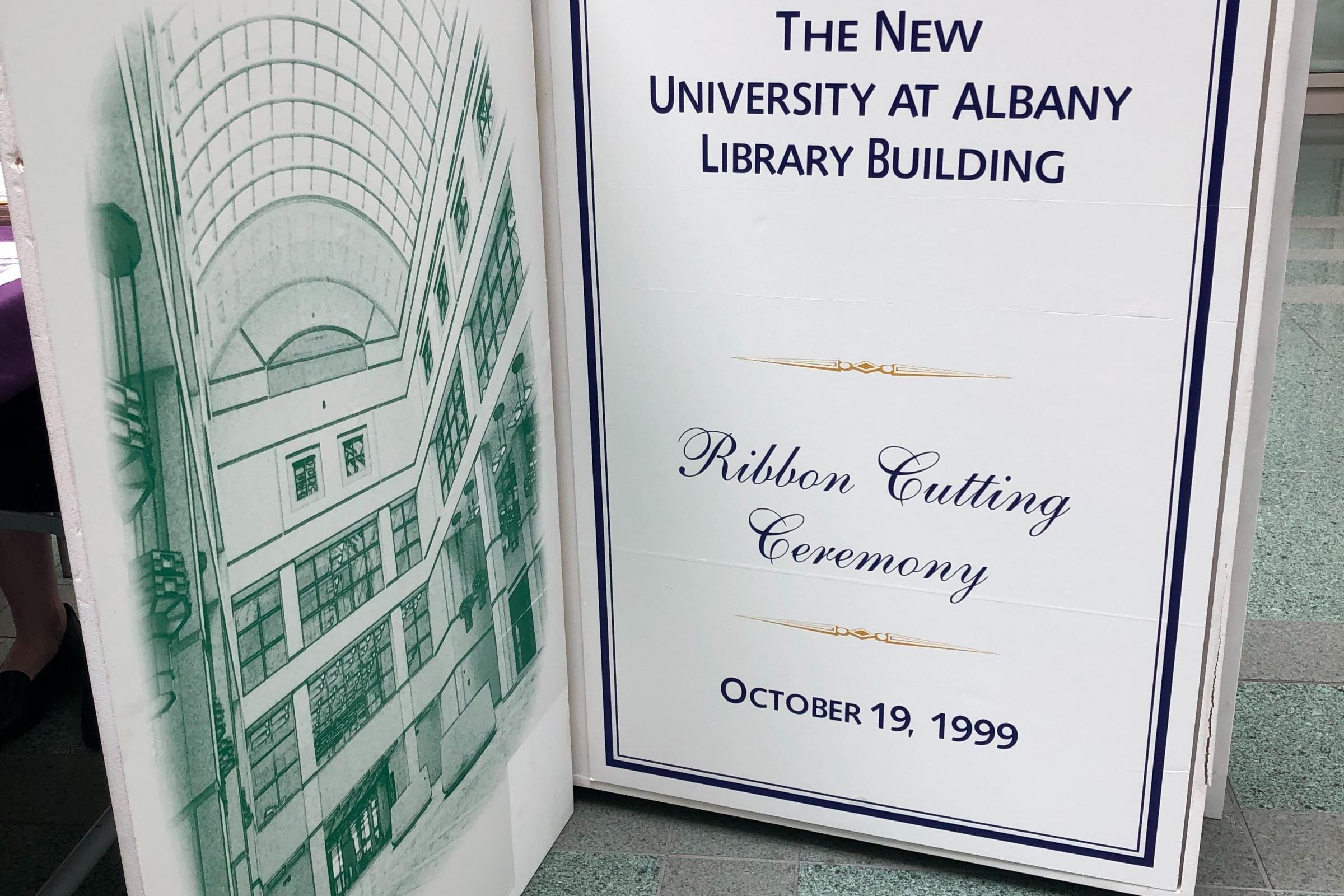 A life-size book from the opening of the Science Library
