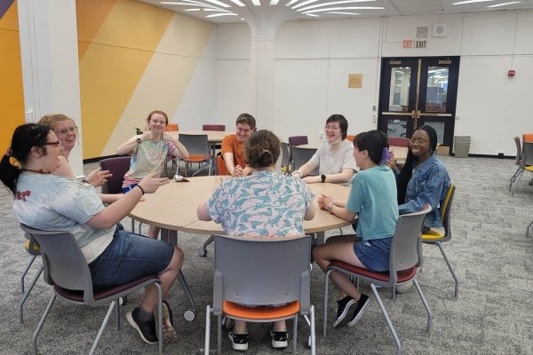 Library Ambassadors using the new multipurpose room