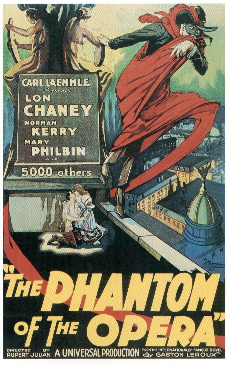 Movie poster in 1920s style for The Phantom of the Opera