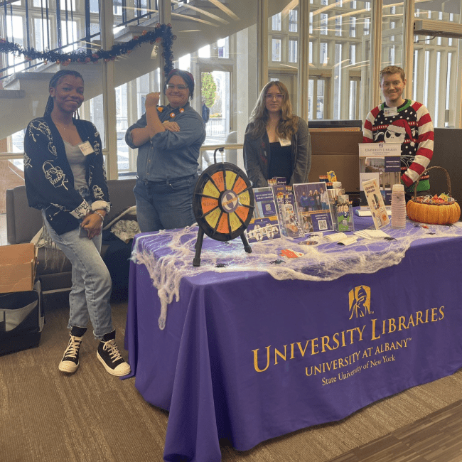 Library Ambassadors tabling for Halloween